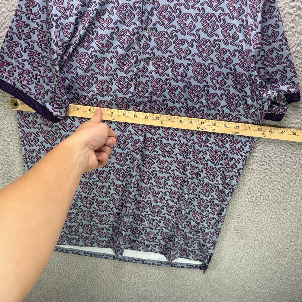 Greyson Golf Polo Shirt Mens Medium Intertwined AOP Stretch Justin Thomas NWT - Picture 12 of 14